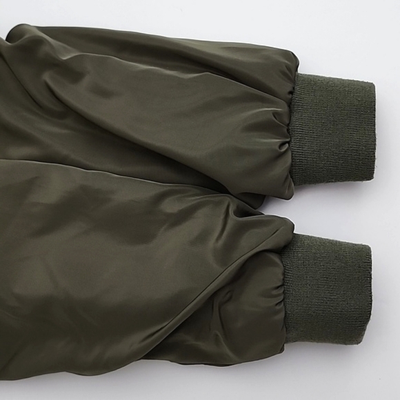 Streetwear Society Women's  Army Green Bomber Zip Up Jacket Size Large - Picture 9 of 13